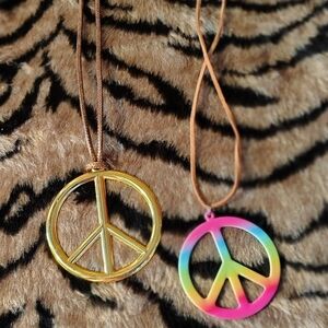Colorful Peace Sign Necklaces Costume